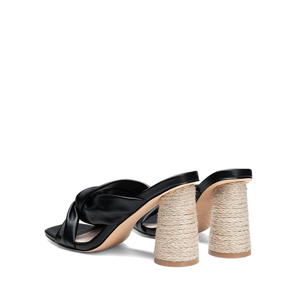 Square Toe Espadrille Heel Sandals - BLACK - 5